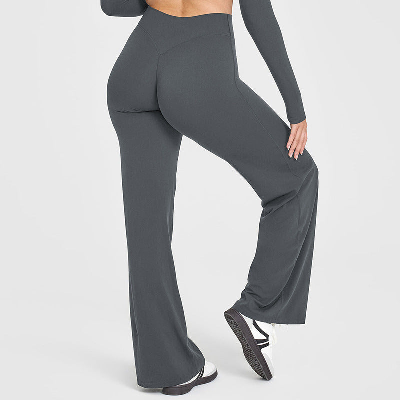 Fashionable Loose Straight-leg Yoga Pants For Women - cas7m