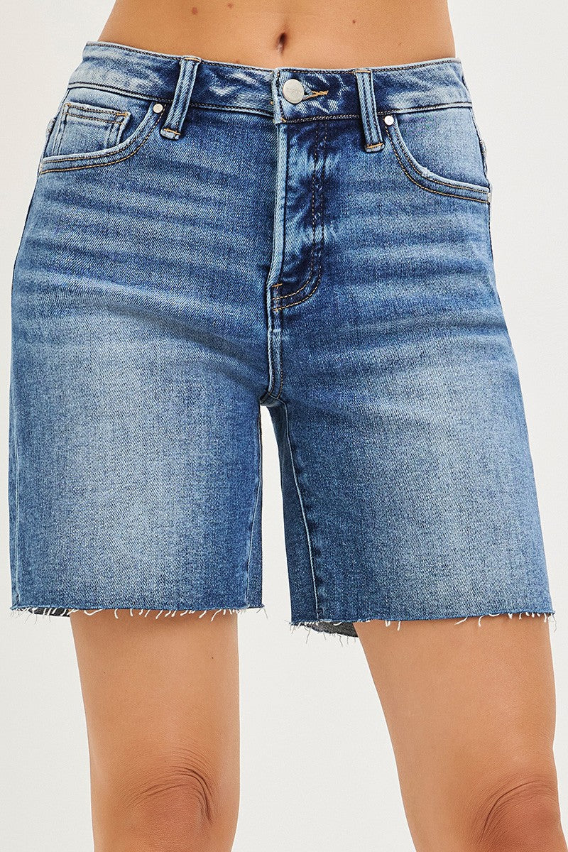 RISEN Tummy Control High Rise Raw Cut Hem Jhorts - cas7m