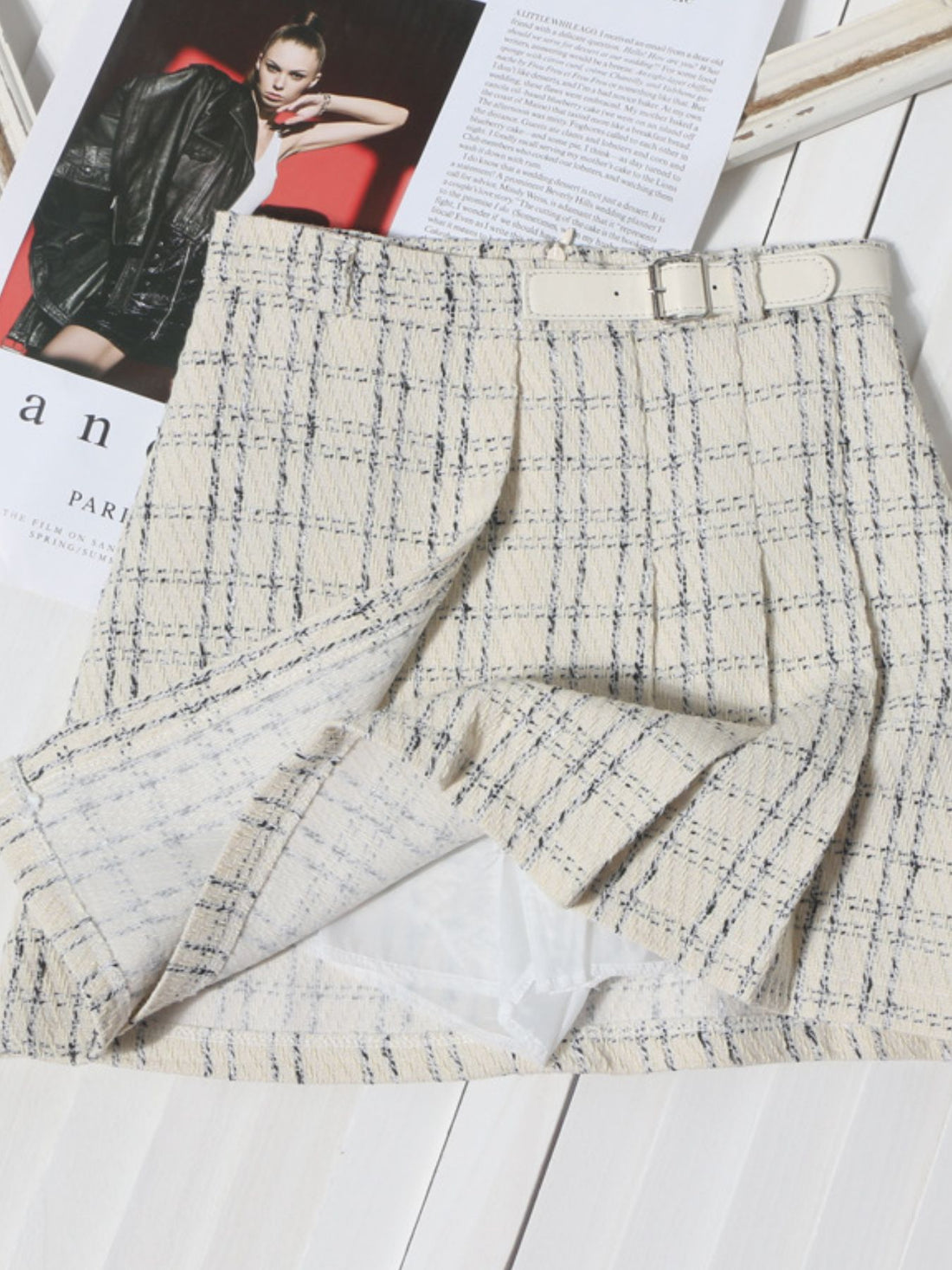 Pleated Plaid Mini Skirt - cas7m