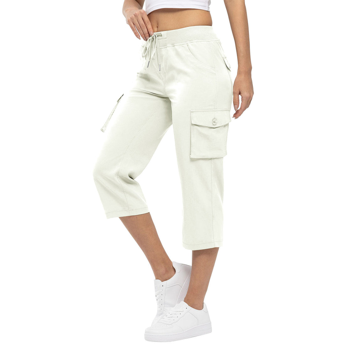 Women's High Waist Drawstring Pocket Loose Pants - cas7m