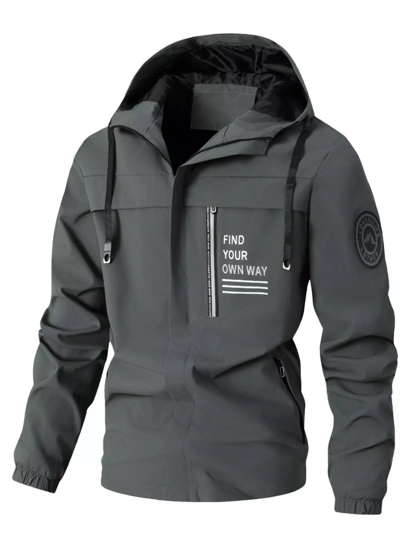 Men's Plus Size Hooded Outdoor Windproof Jacket - cas7m