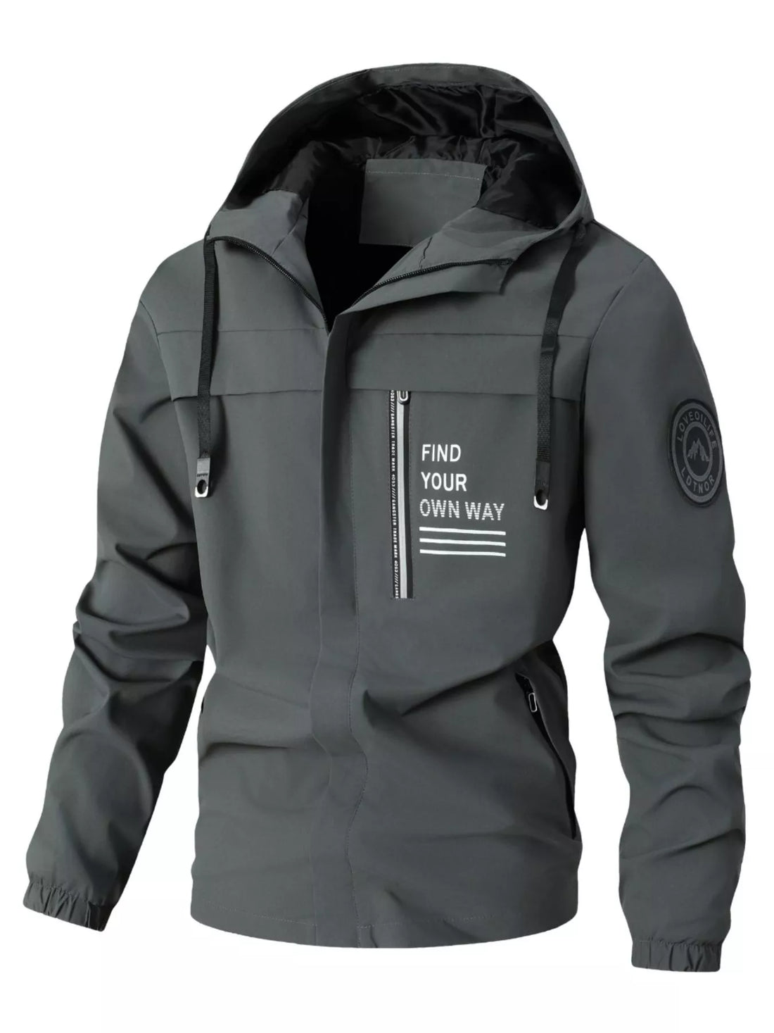 Men's Plus Size Hooded Outdoor Windproof Jacket - cas7m