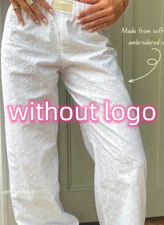 Fashion Y2K Striped Straight Trousers Summer Elastic High Waist Wide Leg Pants For Women - cas7m