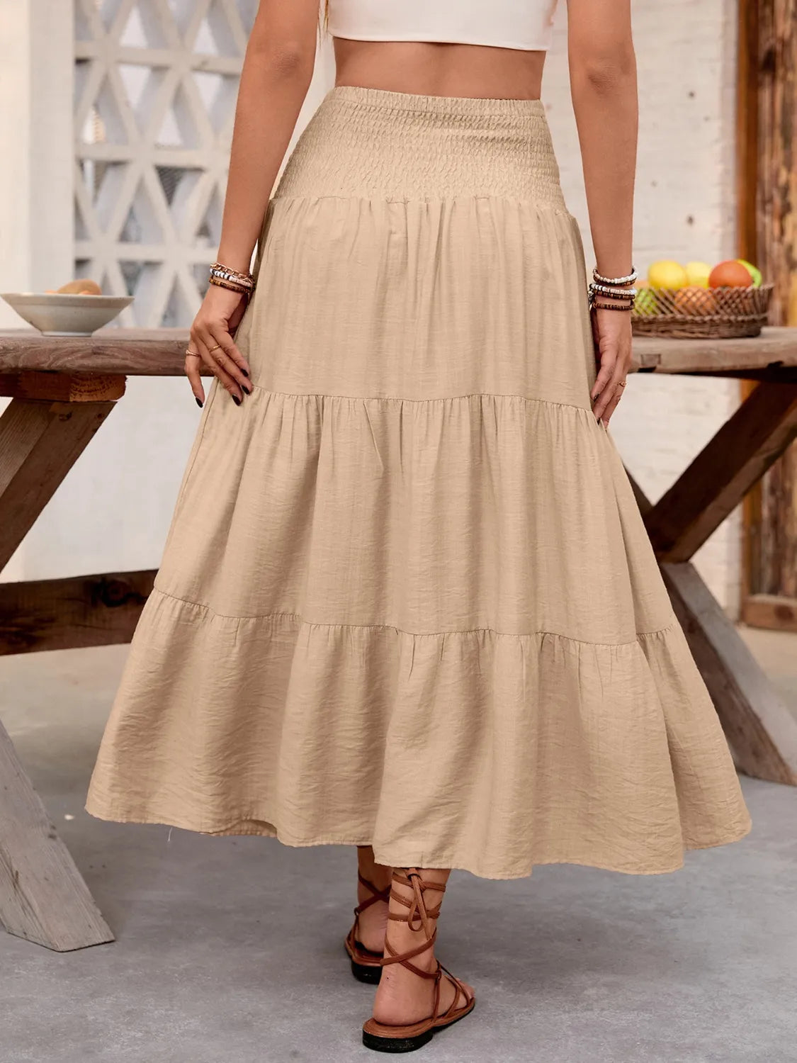Smocked Tiered Skirt - cas7m