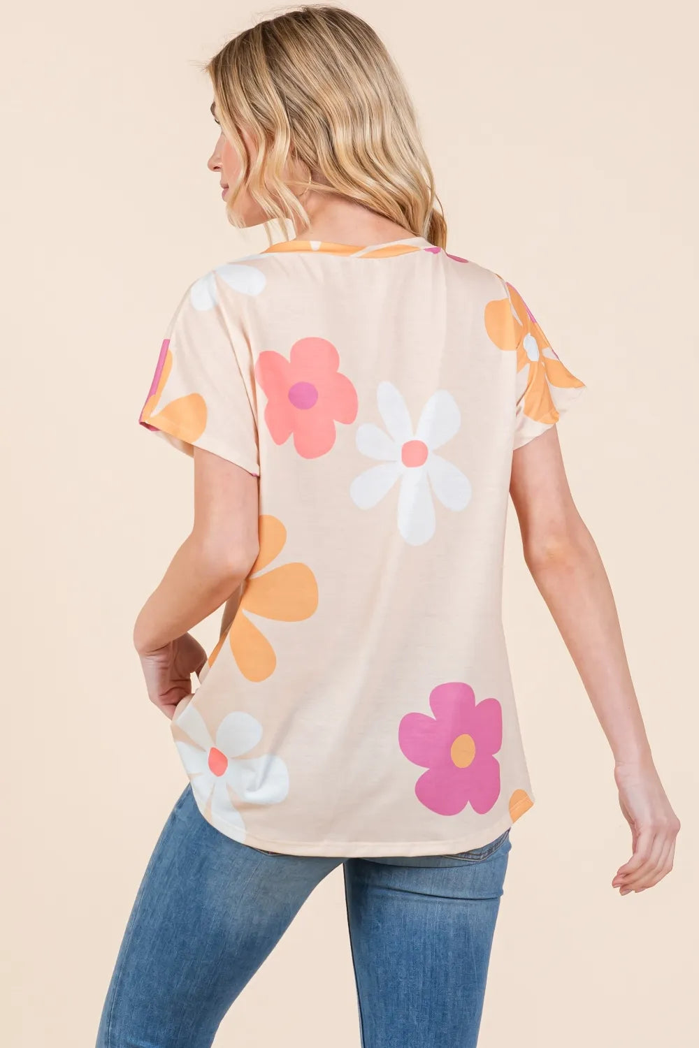 BOMBOM Floral Short Sleeve T-Shirt - cas7m