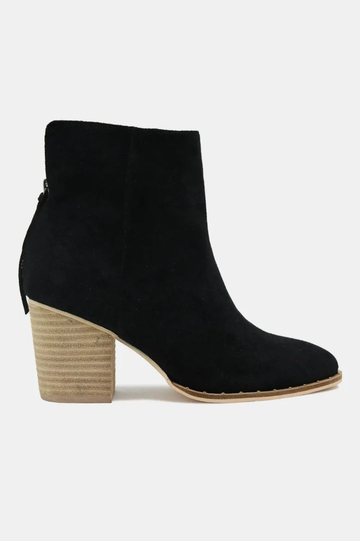 Beast Fashion Suede Point Toe Ankle Booties - cas7m