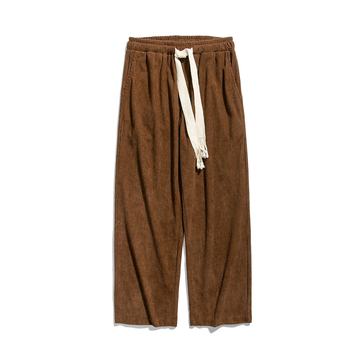 Mens Corduroy Trendy Pants With Braided Drawstring - cas7m