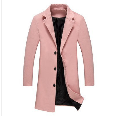 Autumn And Winter New Mens Solid Color Casual Business Woolen Coats - cas7m