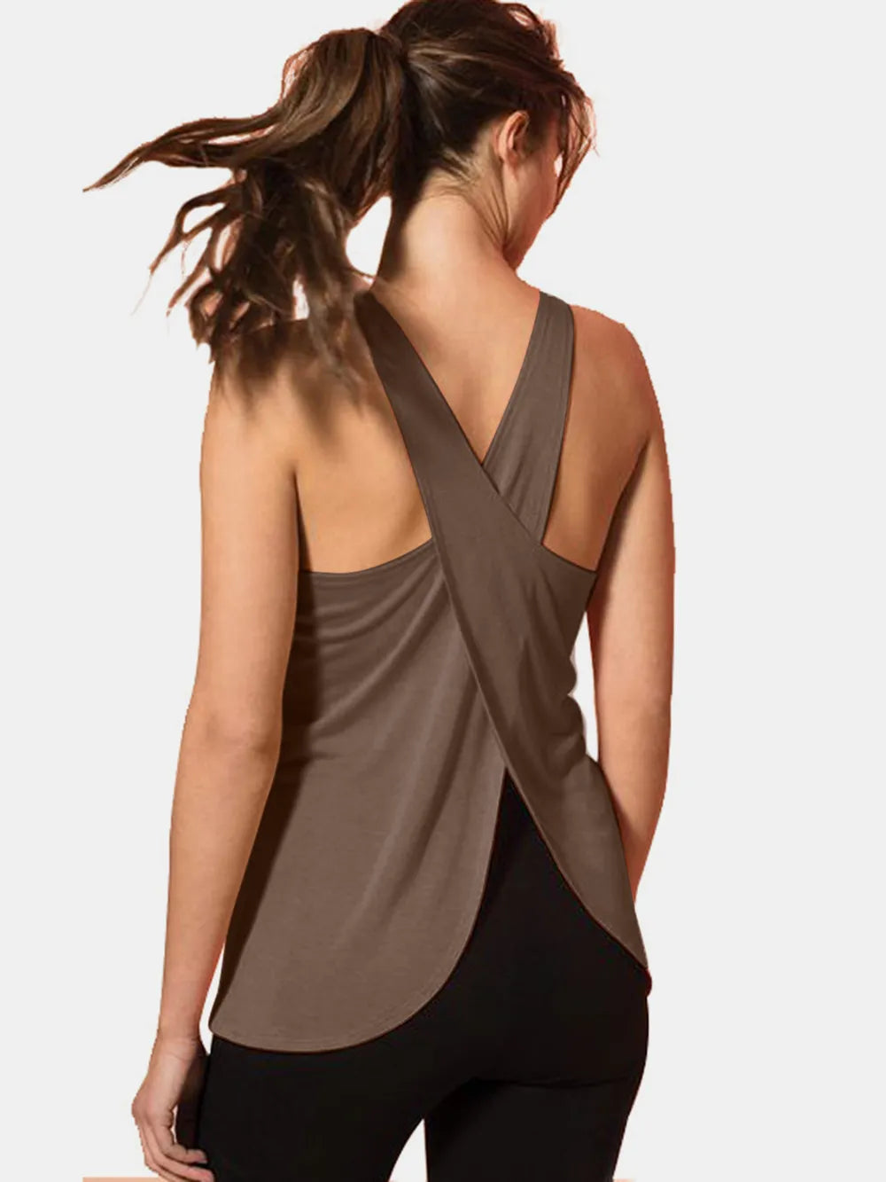 Crisscross Scoop Neck Active Tank - cas7m