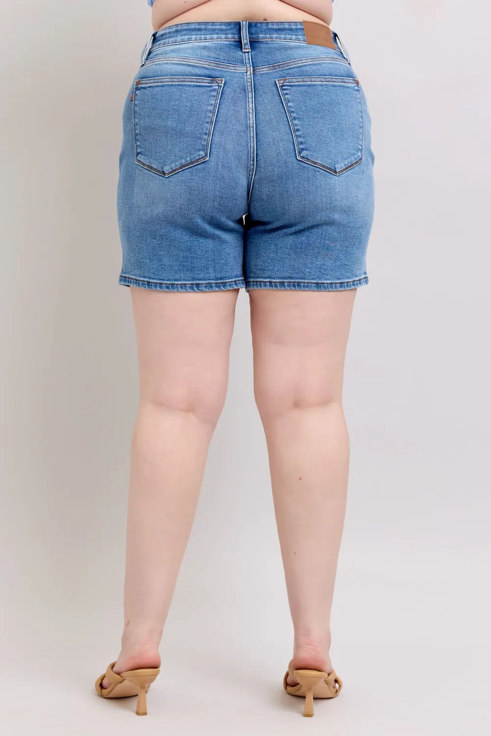 Judy Blue Full Size 2 Button Denim Shorts with Pockets Plus Size - cas7m