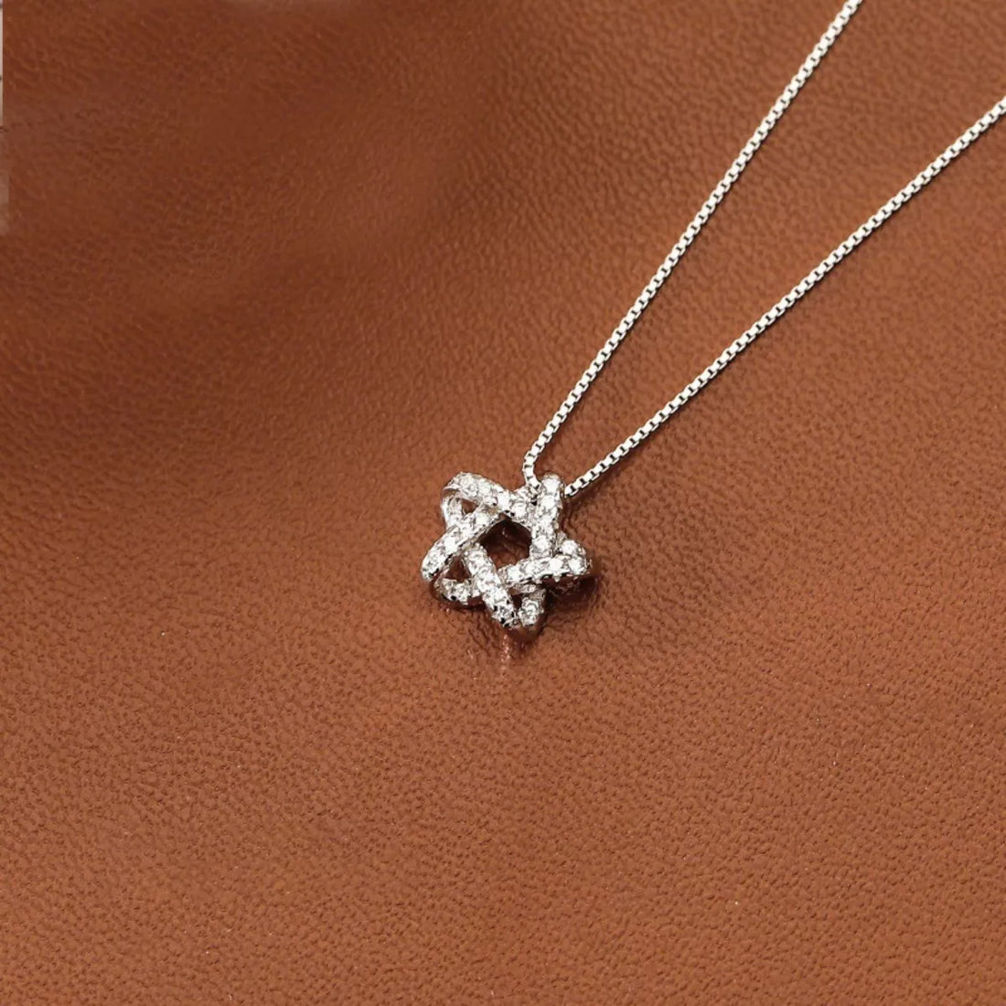 925 Sterling Silver Zircon Star Necklace - cas7m