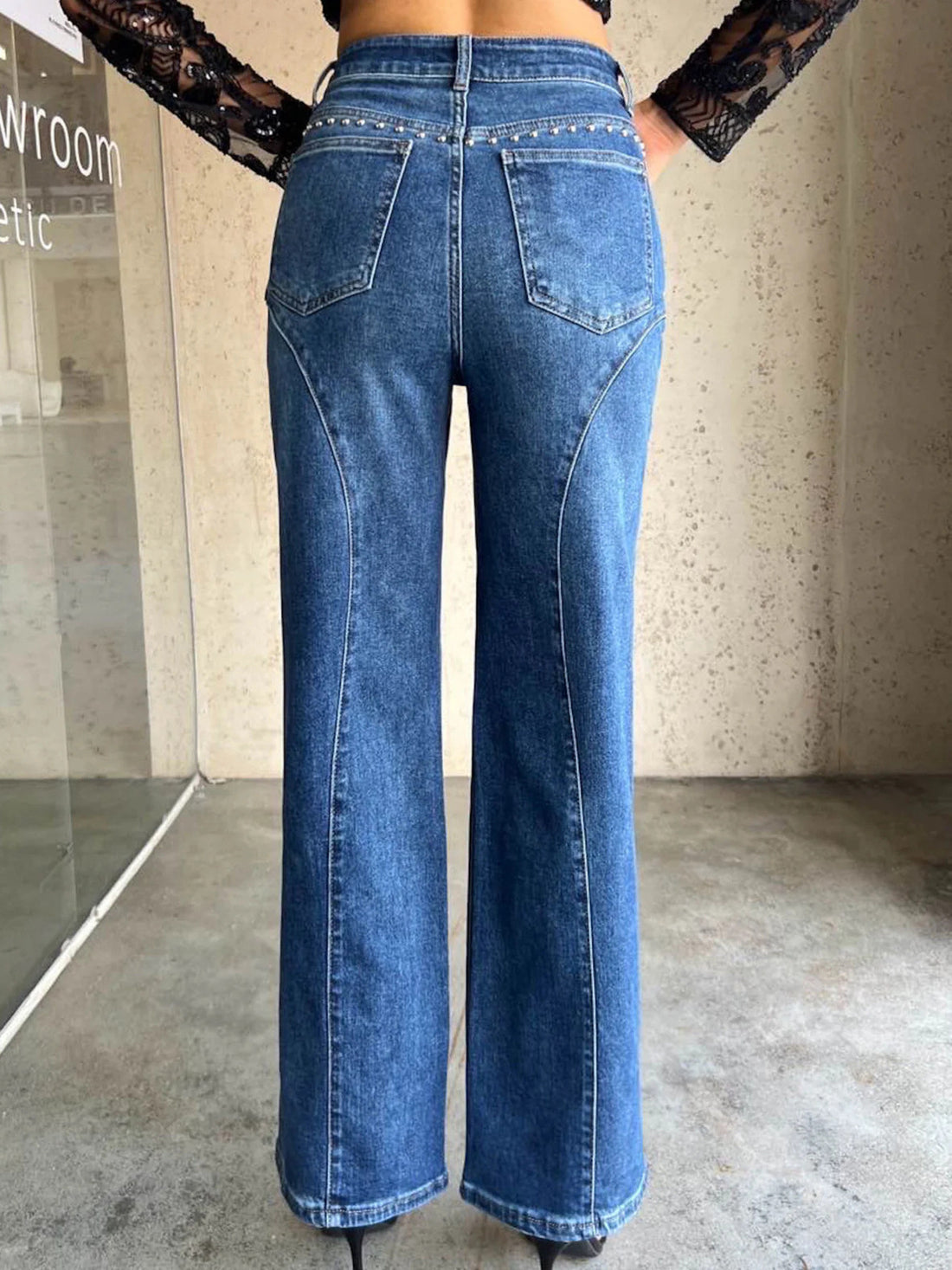 Studded Wide Leg Jeans - cas7m