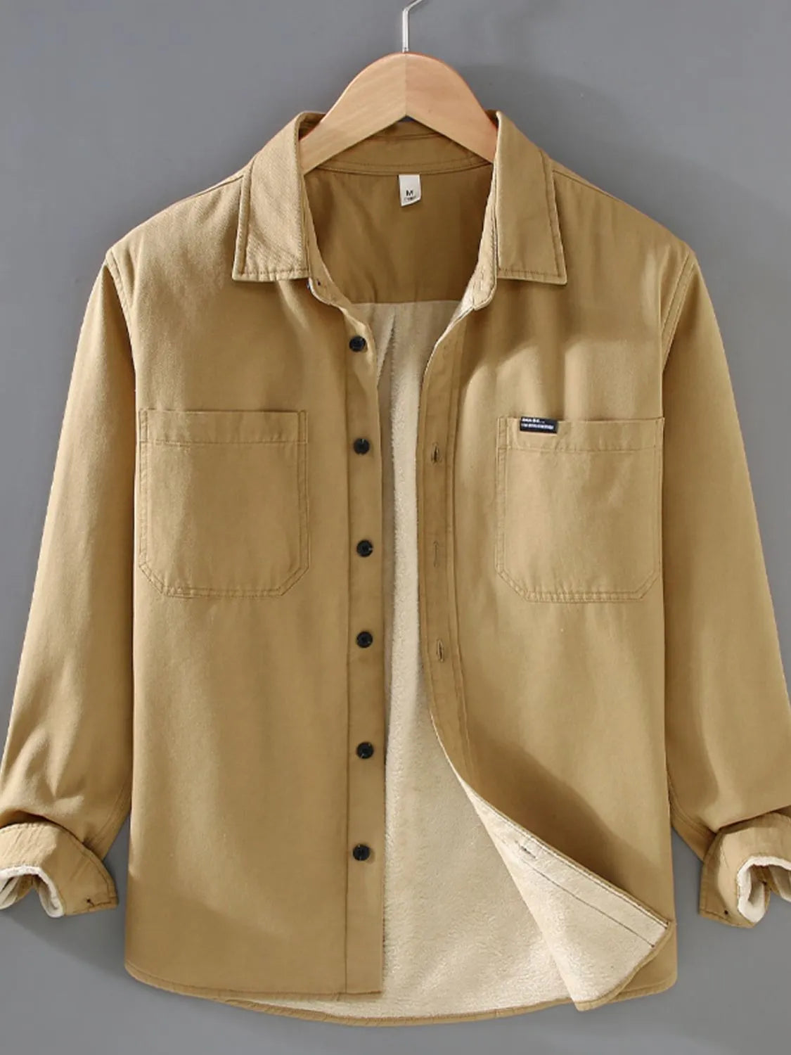 Men's Plus Size Button Up Long Sleeve Shirt - cas7m