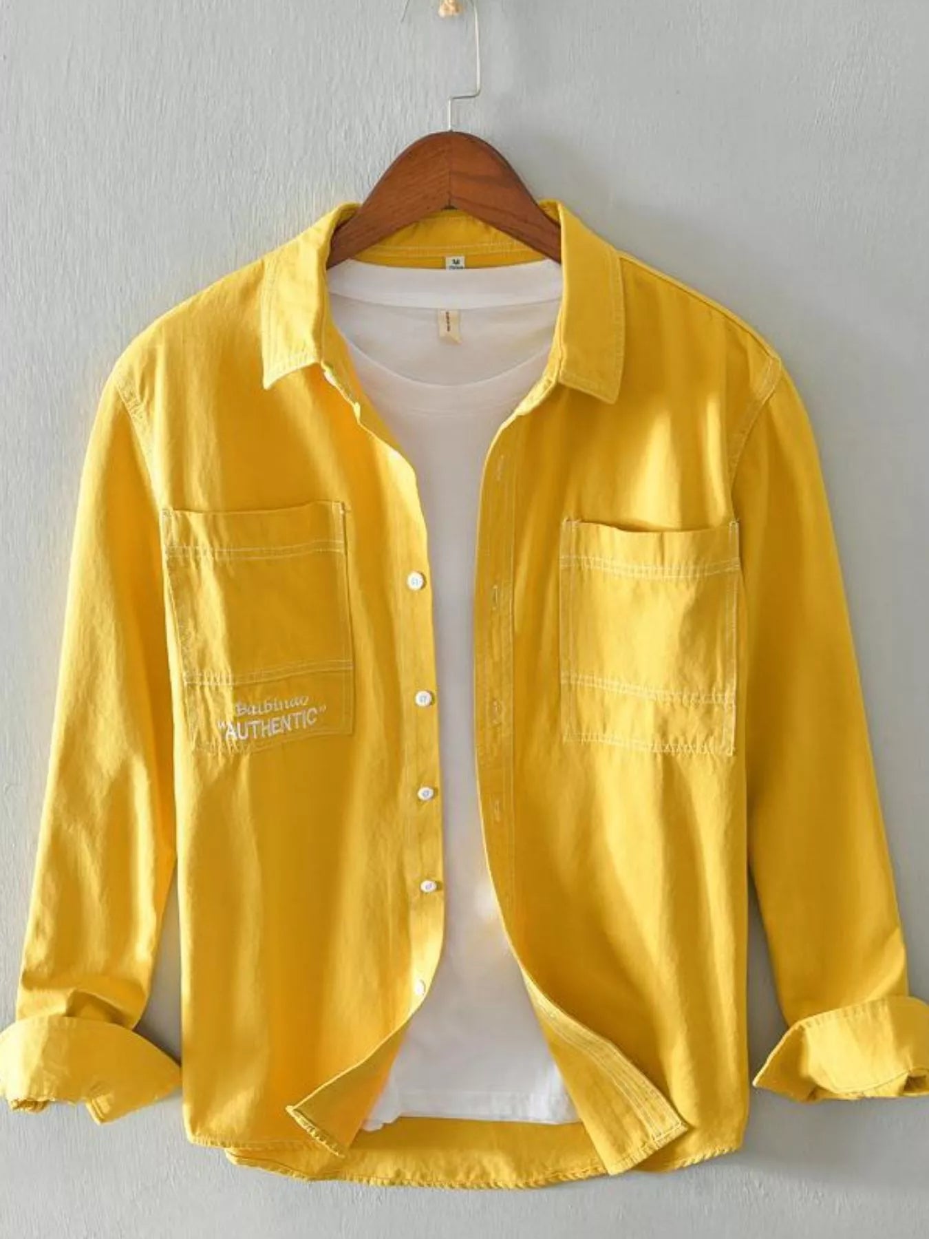 Men's Plus Size Button Up Long Sleeve Shirt - cas7m