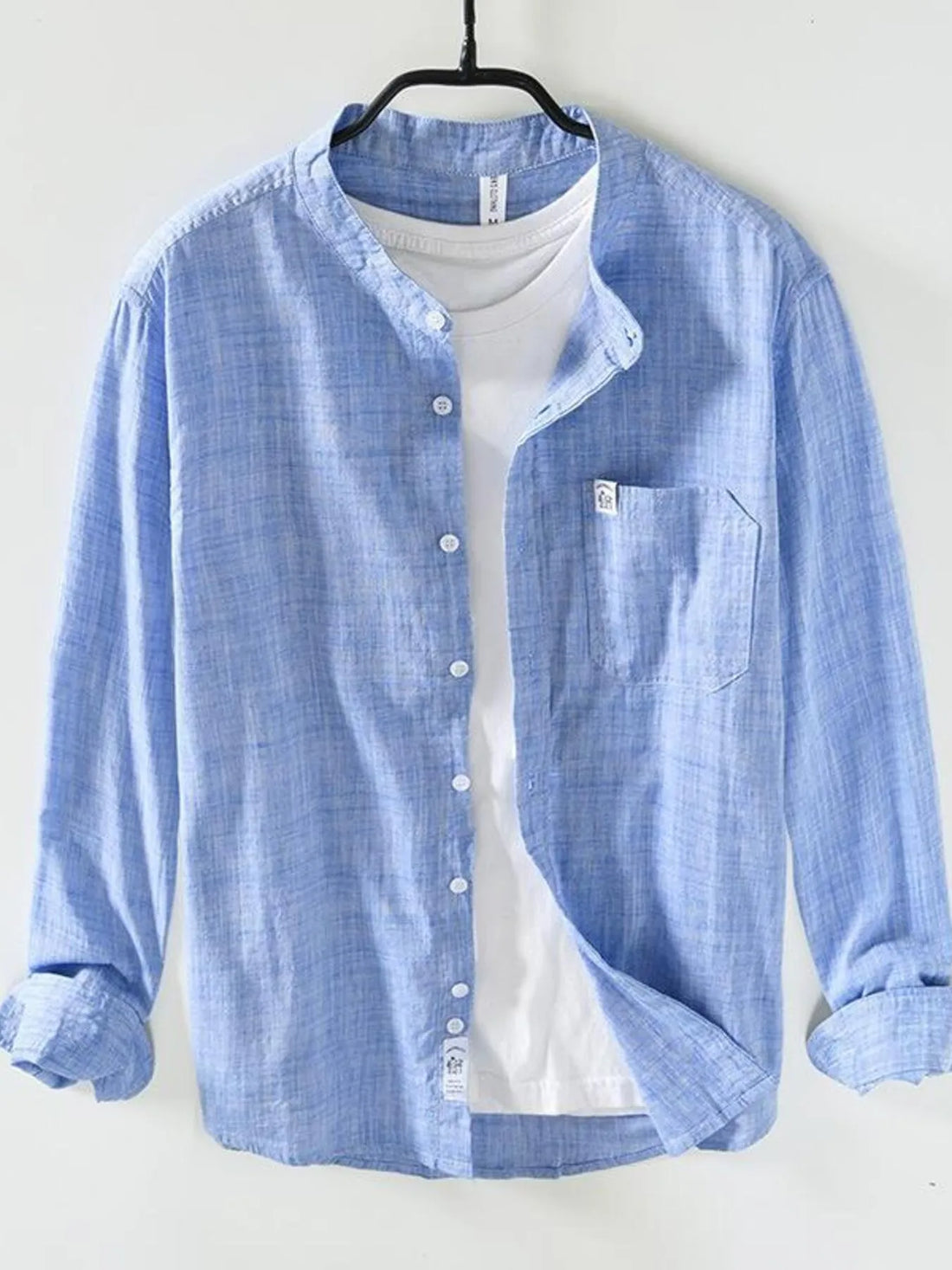 Men's Plus Size Button Up Long Sleeve Shirt - cas7m