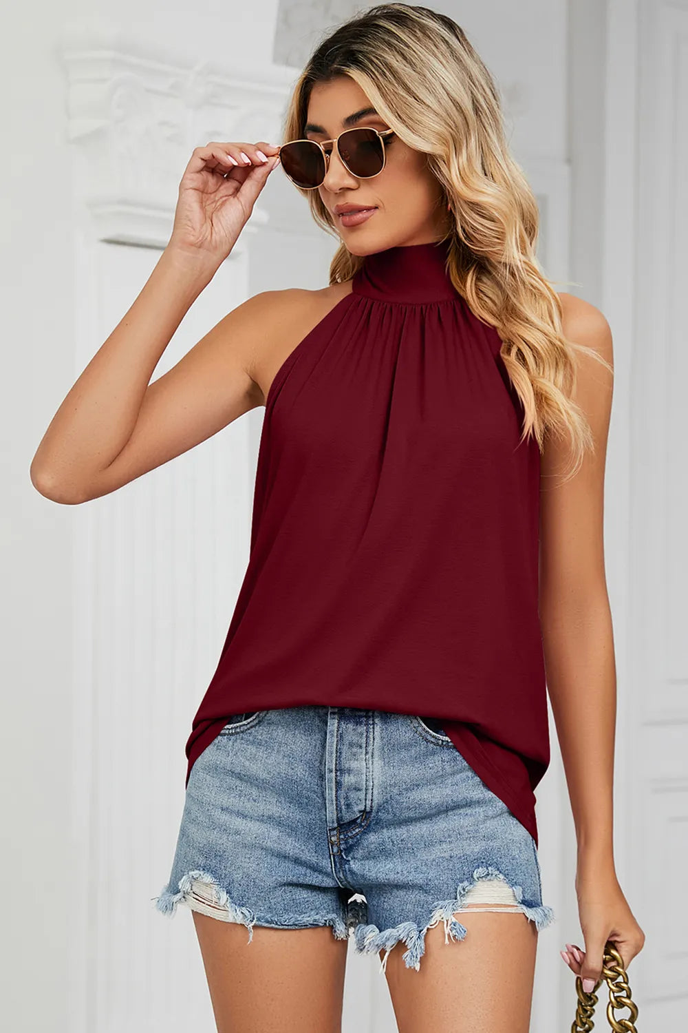 Tied Grecian Neck Tank - cas7m