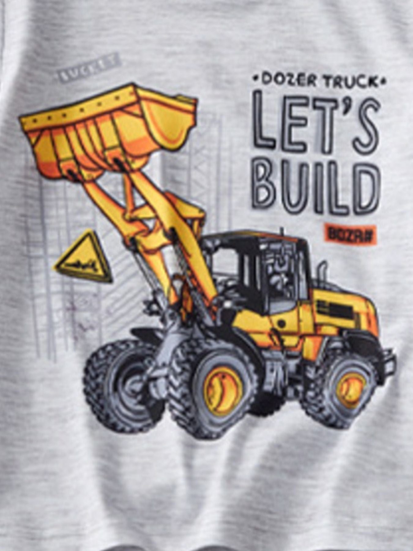 Children's Bulldozer Print Casual Tee and Shorts Set - cas7m