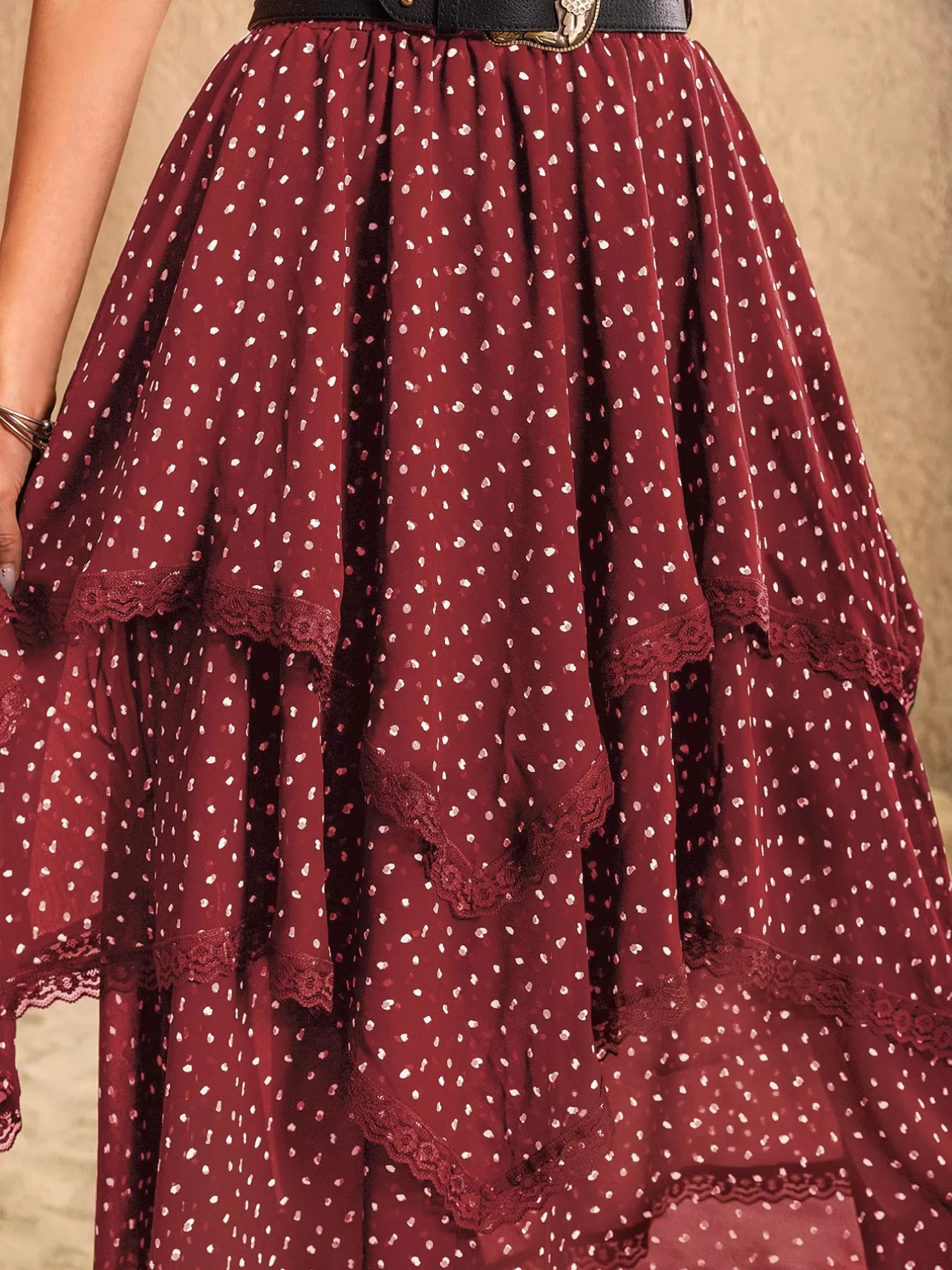 Lace Detail Layered Skirt - cas7m