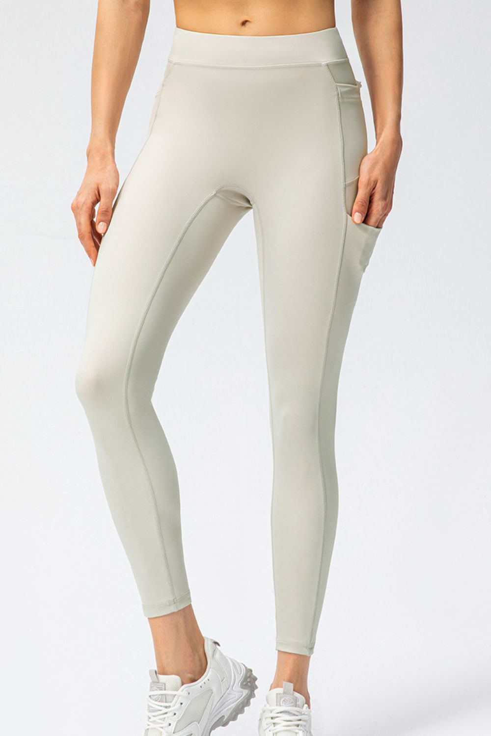 Full Size Slim Fit High Waist Long Sports Pants with Pockets - cas7m