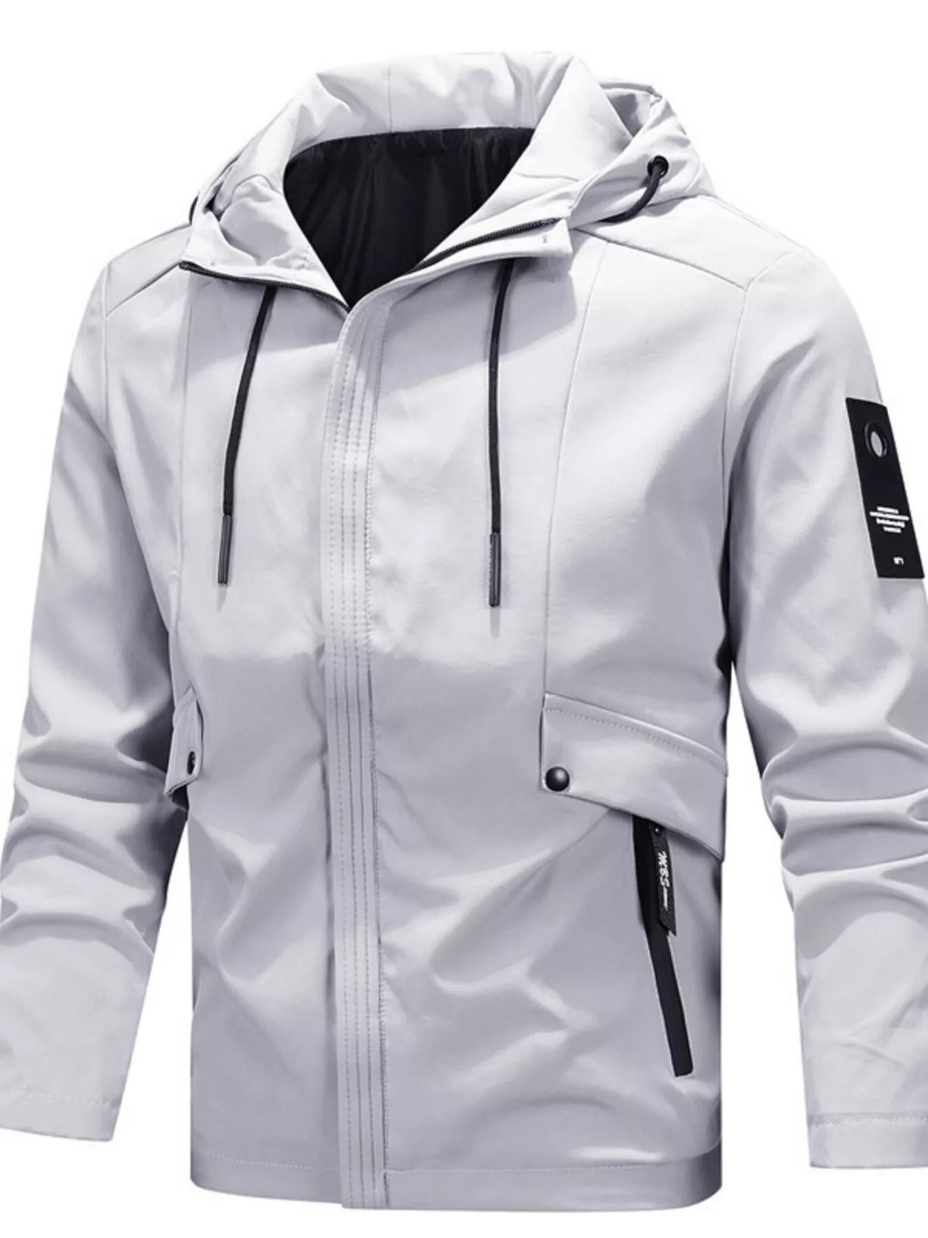 Zippered Nylon Jacket with Pockets - Lightweight & Versatile - cas7m