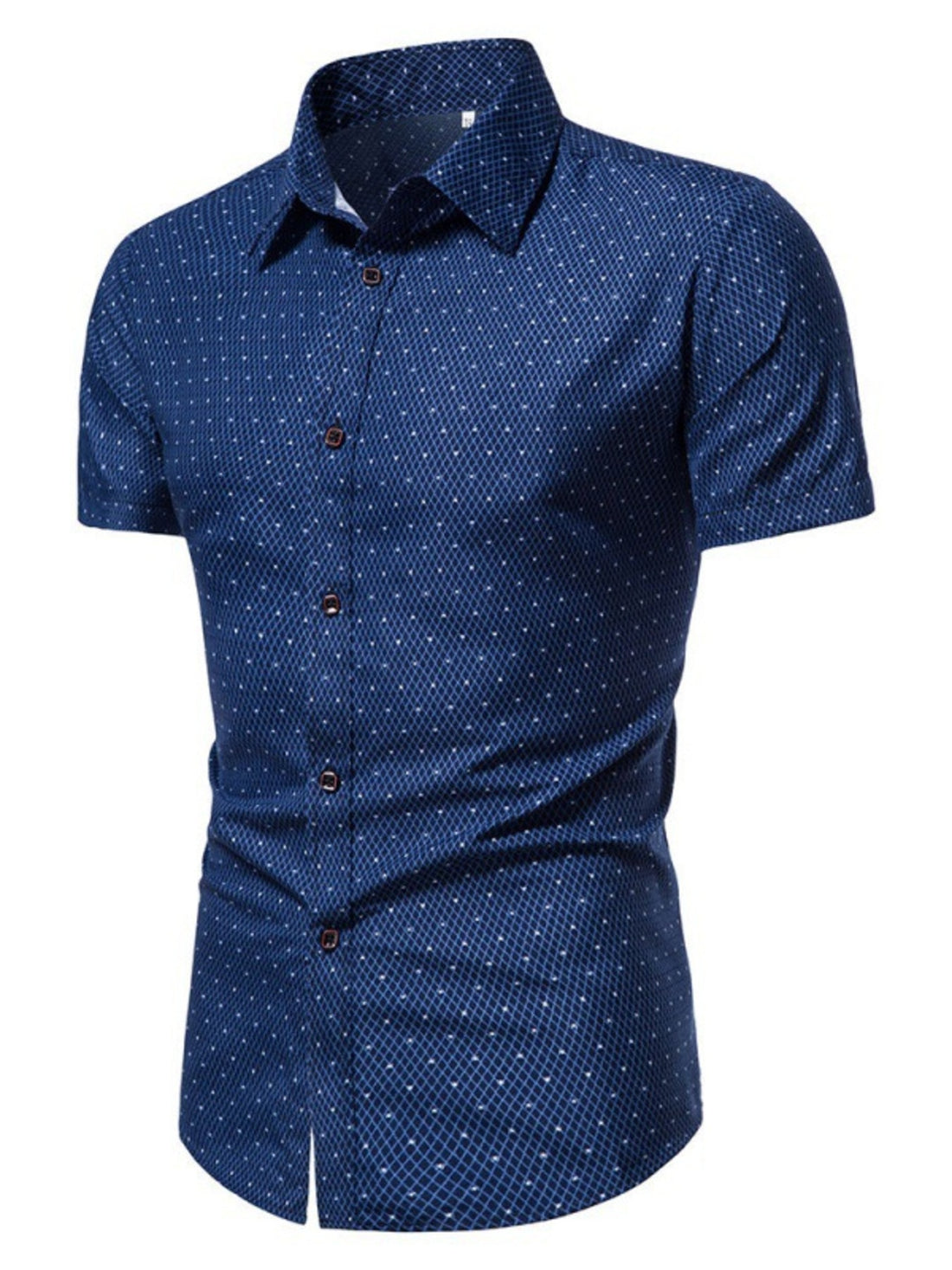 Men's Slim Fit Short Sleeve Dotted Shirt - cas7m