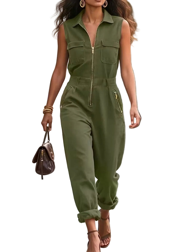Sleeveless Zip-Up Jumpsuit - cas7m