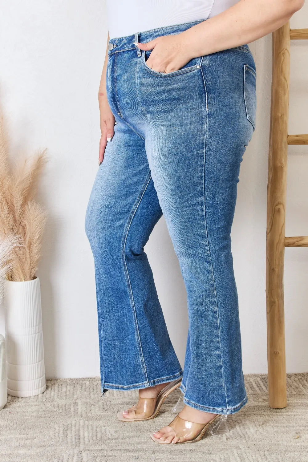RISEN Full Size High Rise Ankle Flare Jeans - cas7m