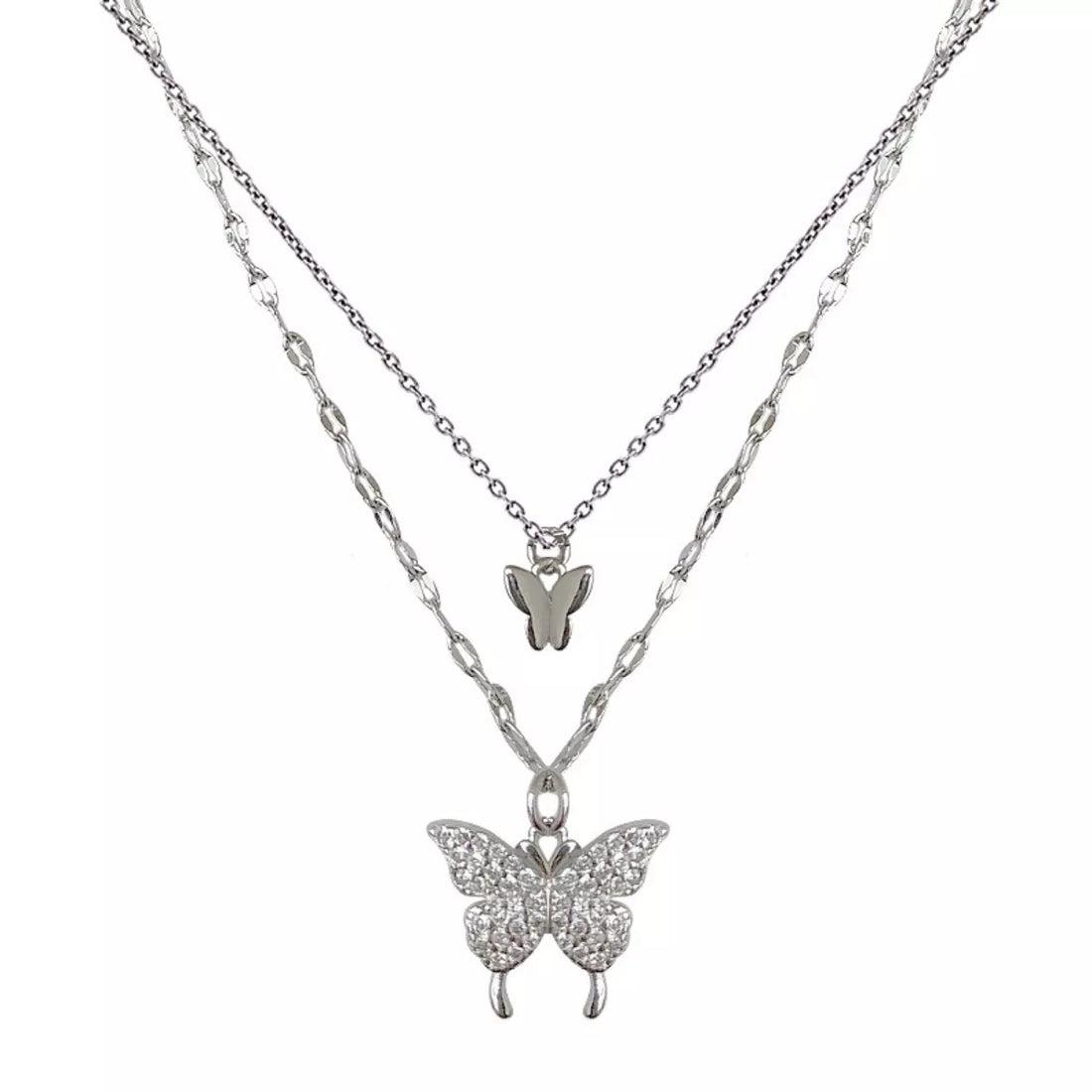 Double Layered Butterfly Necklace - cas7m