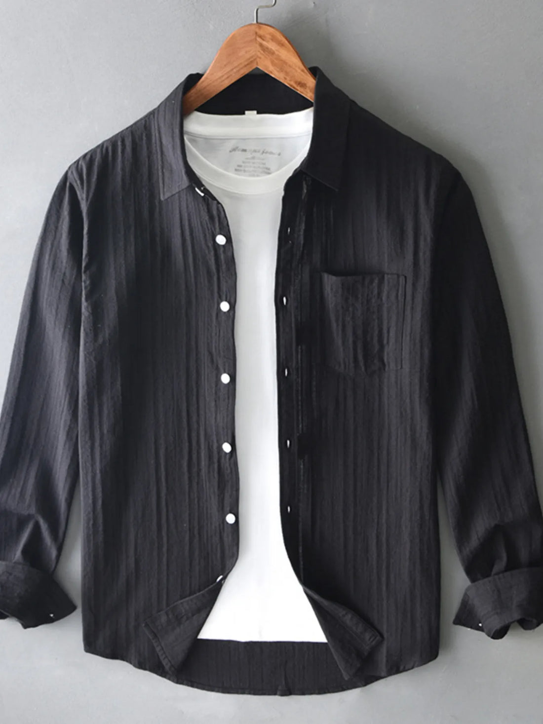 Men's Plus Size Button Up Long Sleeve Shirt - cas7m