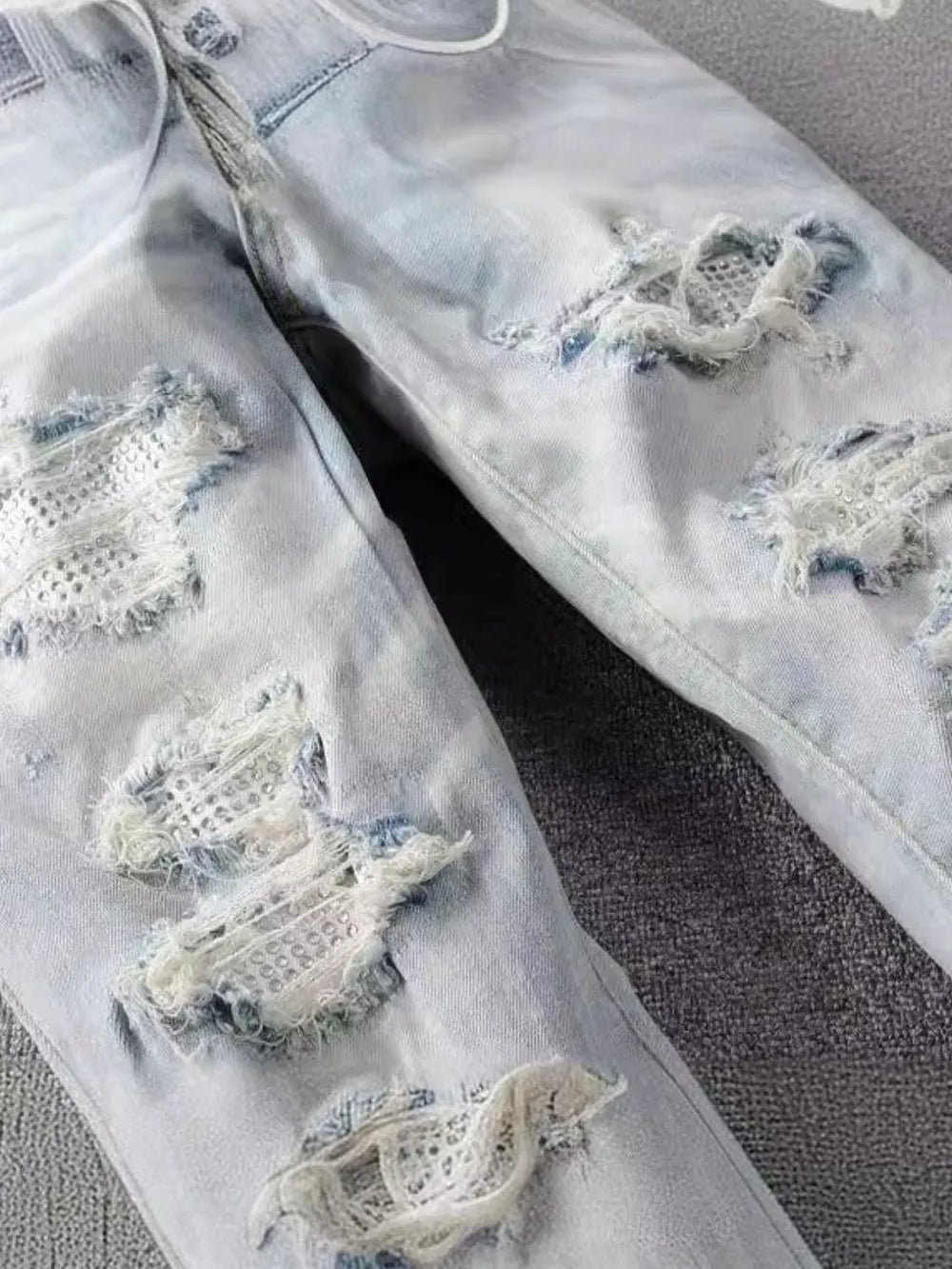 Men's Distressed Jeans with Pockets - cas7m