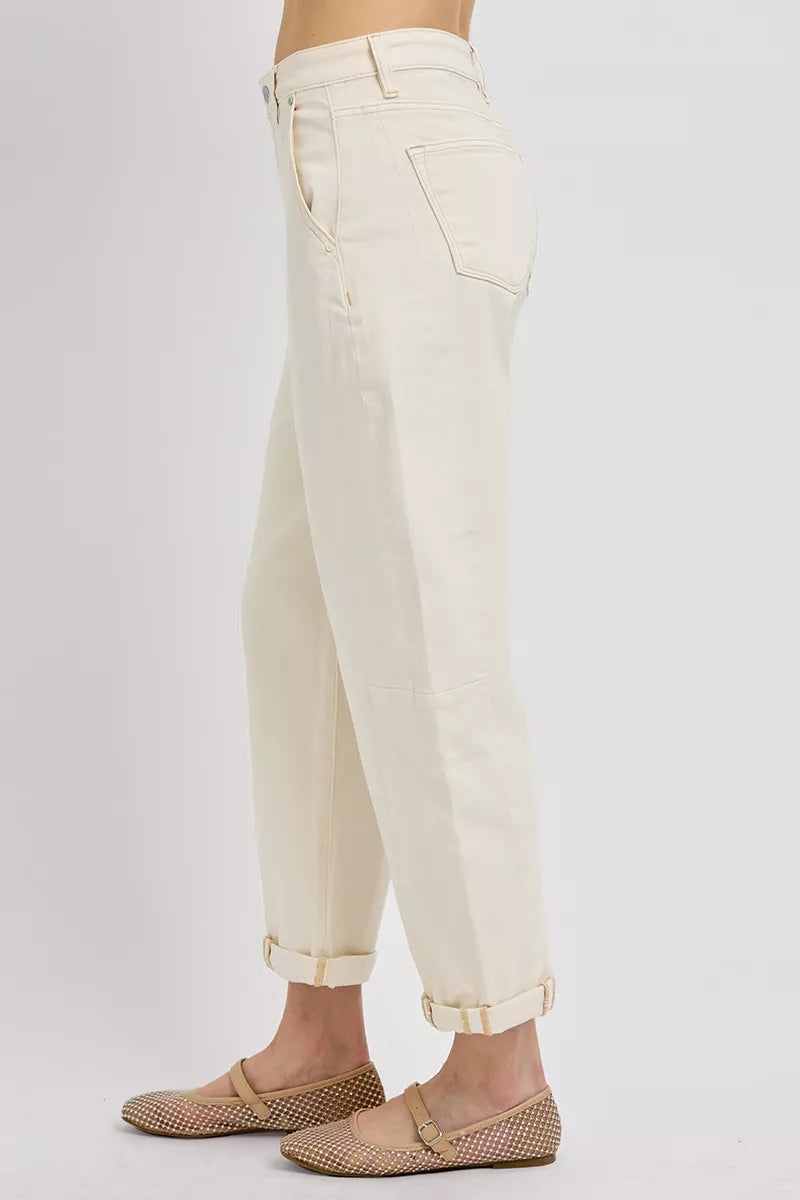 RISEN High Rise Relaxed Barrel Cuffed Jeans - cas7m