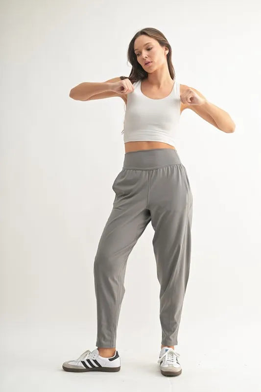 MONO B Flowbarrel High Waist Active Pants - cas7m
