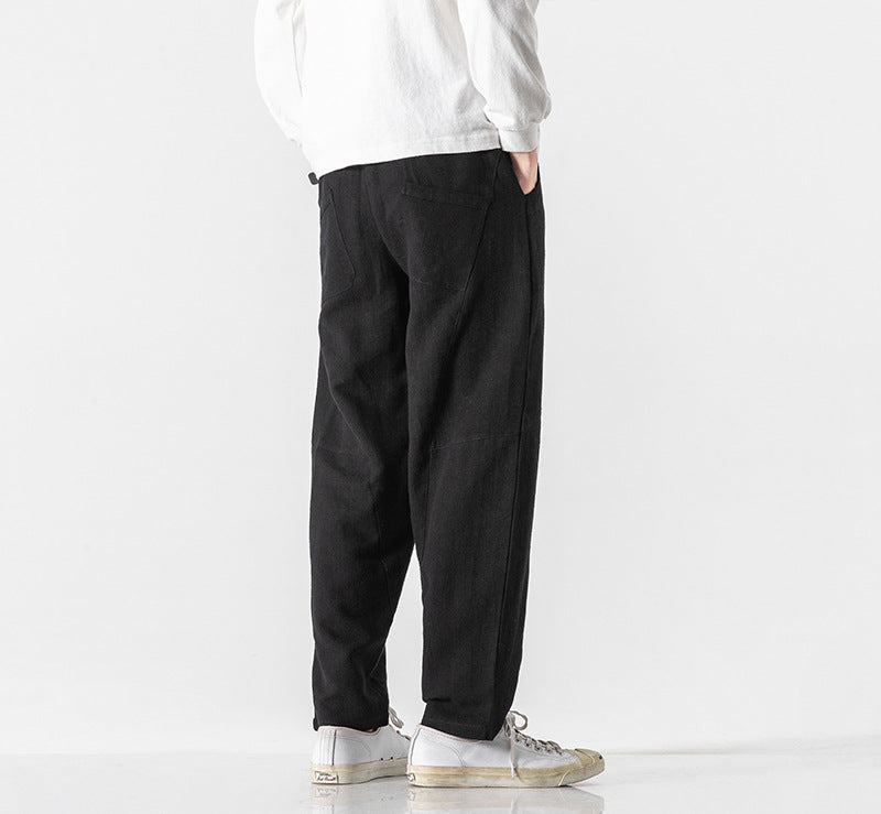 Cotton-linen Mens Pants Linen Pants Loose-fit - cas7m