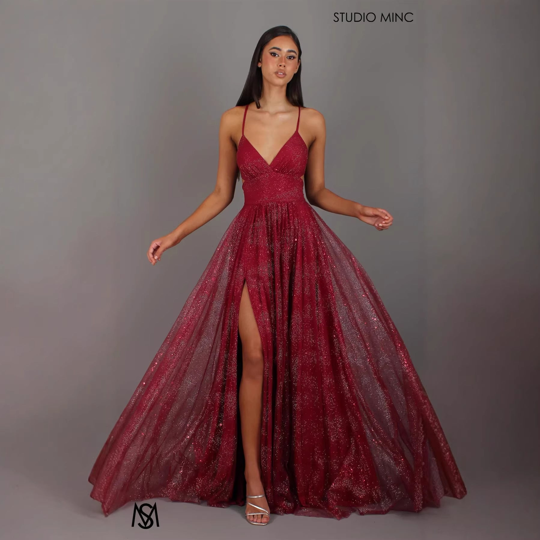 Elegant Womens V-neck Sleeveless Strapless Dress With A Flared Hem High Waist Split Women Long Dresses Party Dress - cas7m