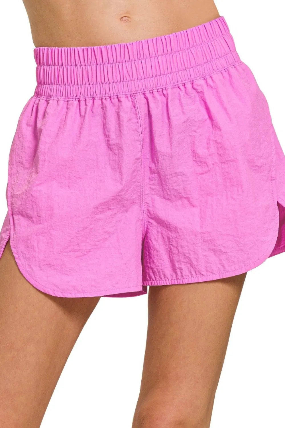 Zenana Windbreaker Smocked Waistband Running Shorts - cas7m