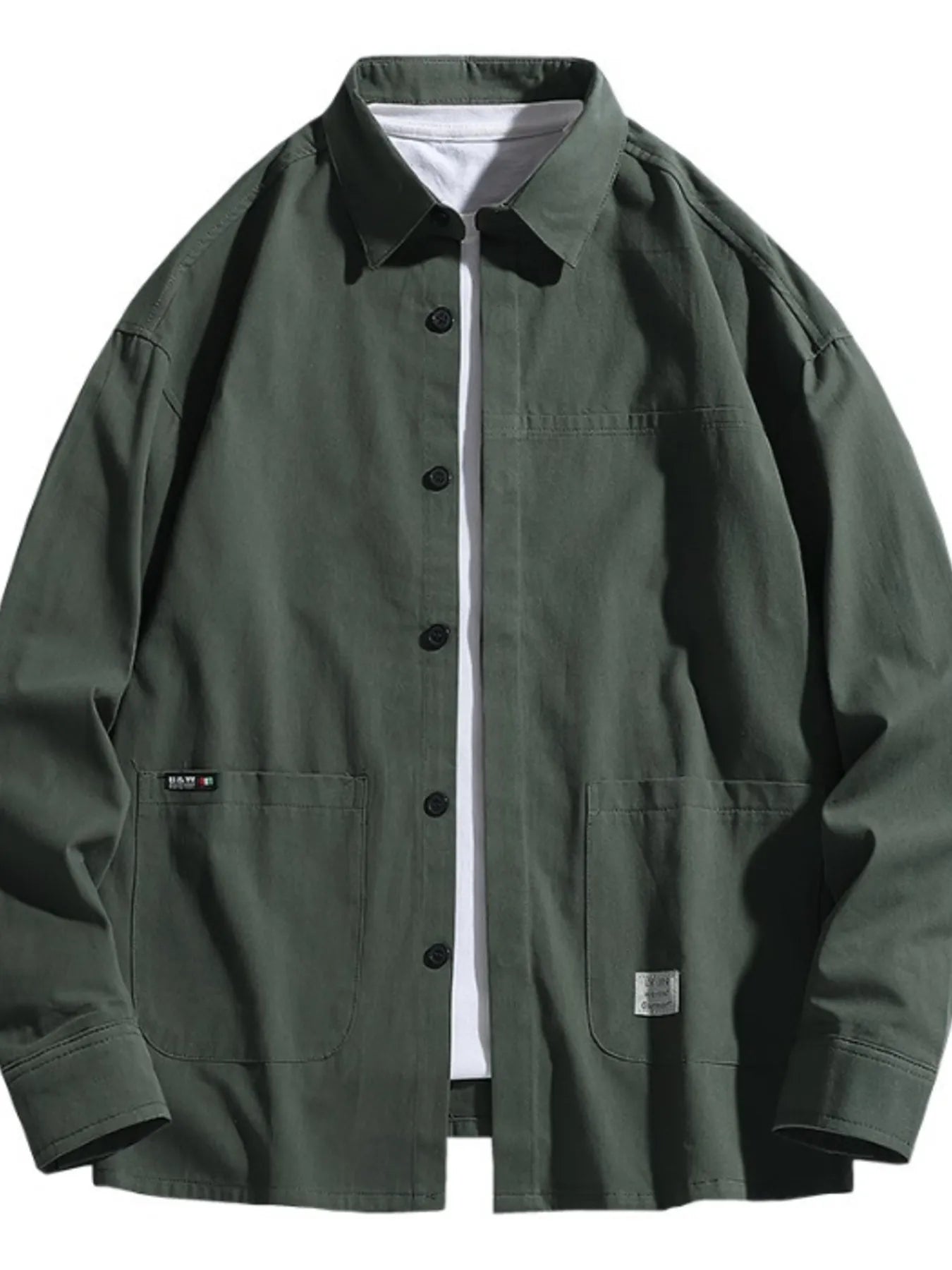 Men's Plus Size Button Up Long Sleeve Shirt - cas7m