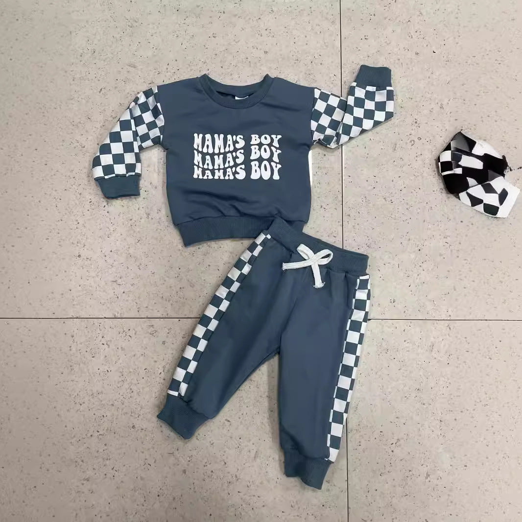 Children Plaid Printed Long-sleeve Sweater Set - cas7m