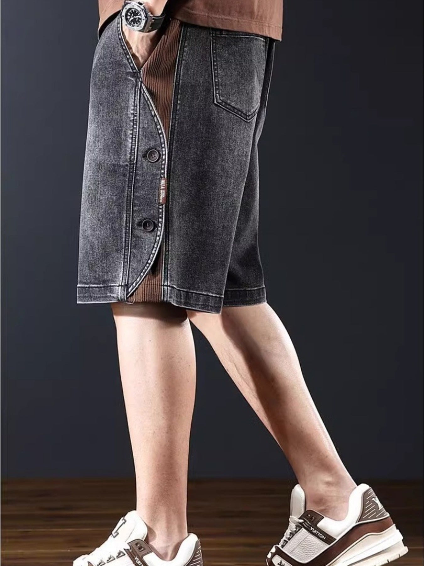 Men's Plus Size Wide Leg Denim Shorts - cas7m
