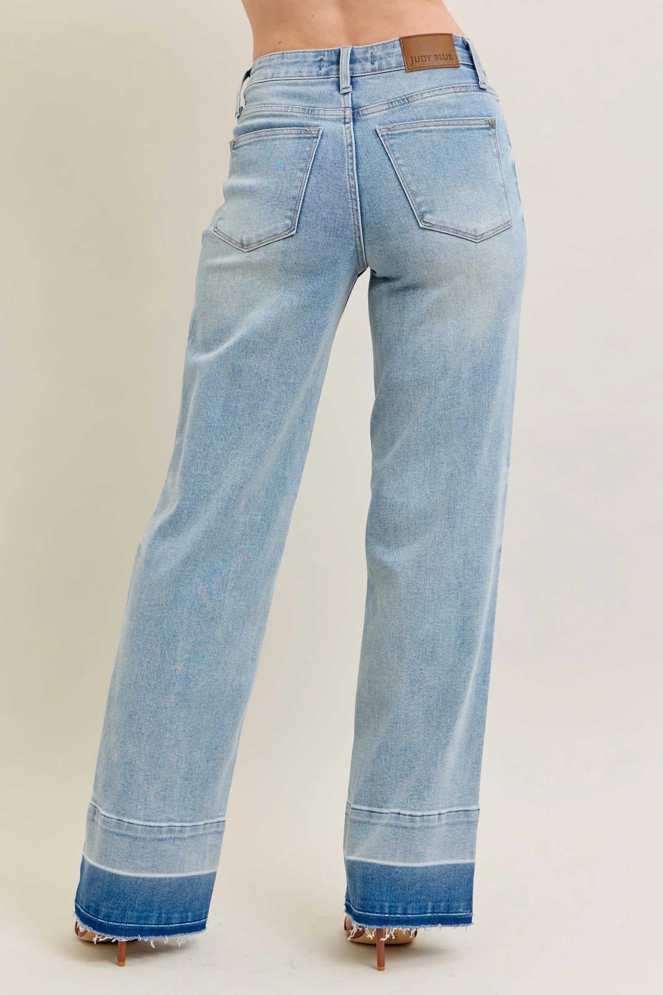 Judy Blue Full Size Mr Release Hem Wide Leg Jeans Plus Size - cas7m