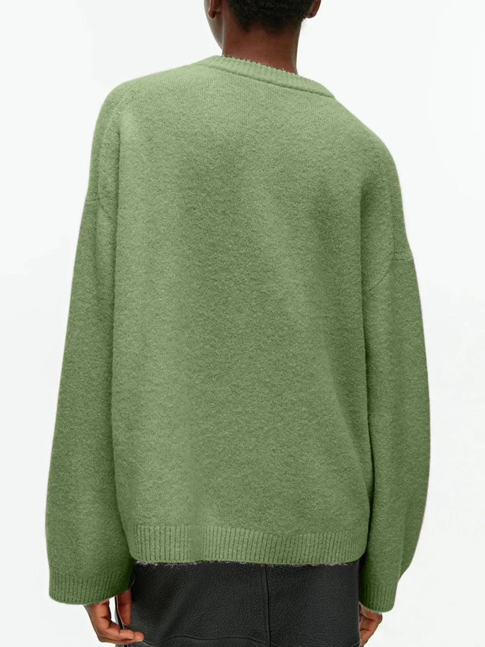 Round Neck Drop Shoulder Sweater - cas7m