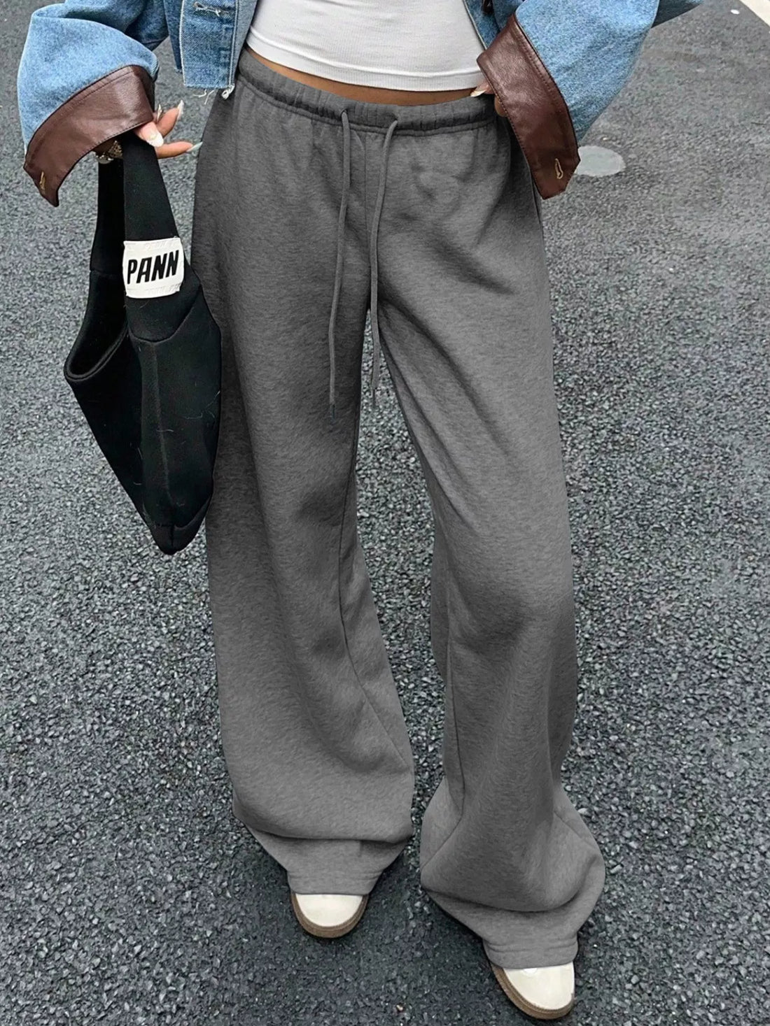 Wide Leg Drawstring Sweatpants - cas7m