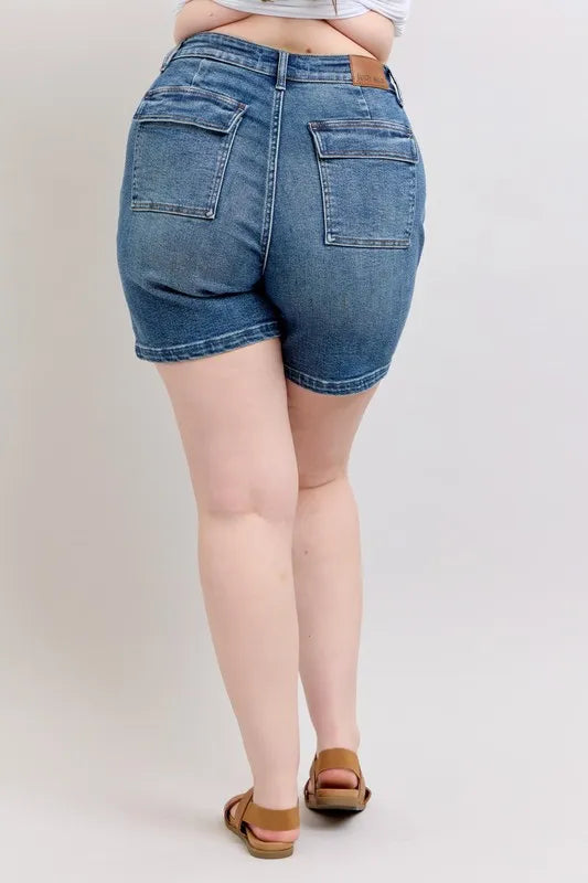 Judy Blue Full Size High Rise Denim Shorts Plus Size - cas7m