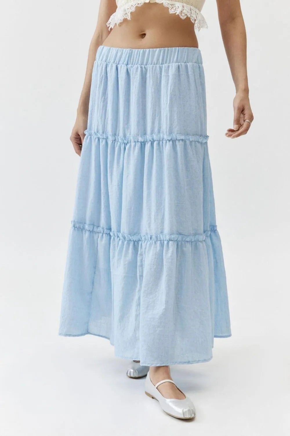 Frill Elastic Waist Skirt - cas7m