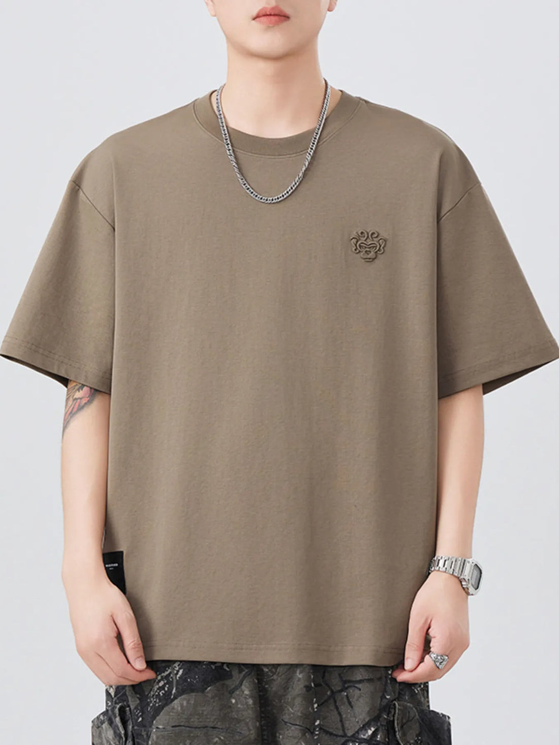 Men's Plus Size Round Neck Short Sleeve T-Shirt - cas7m