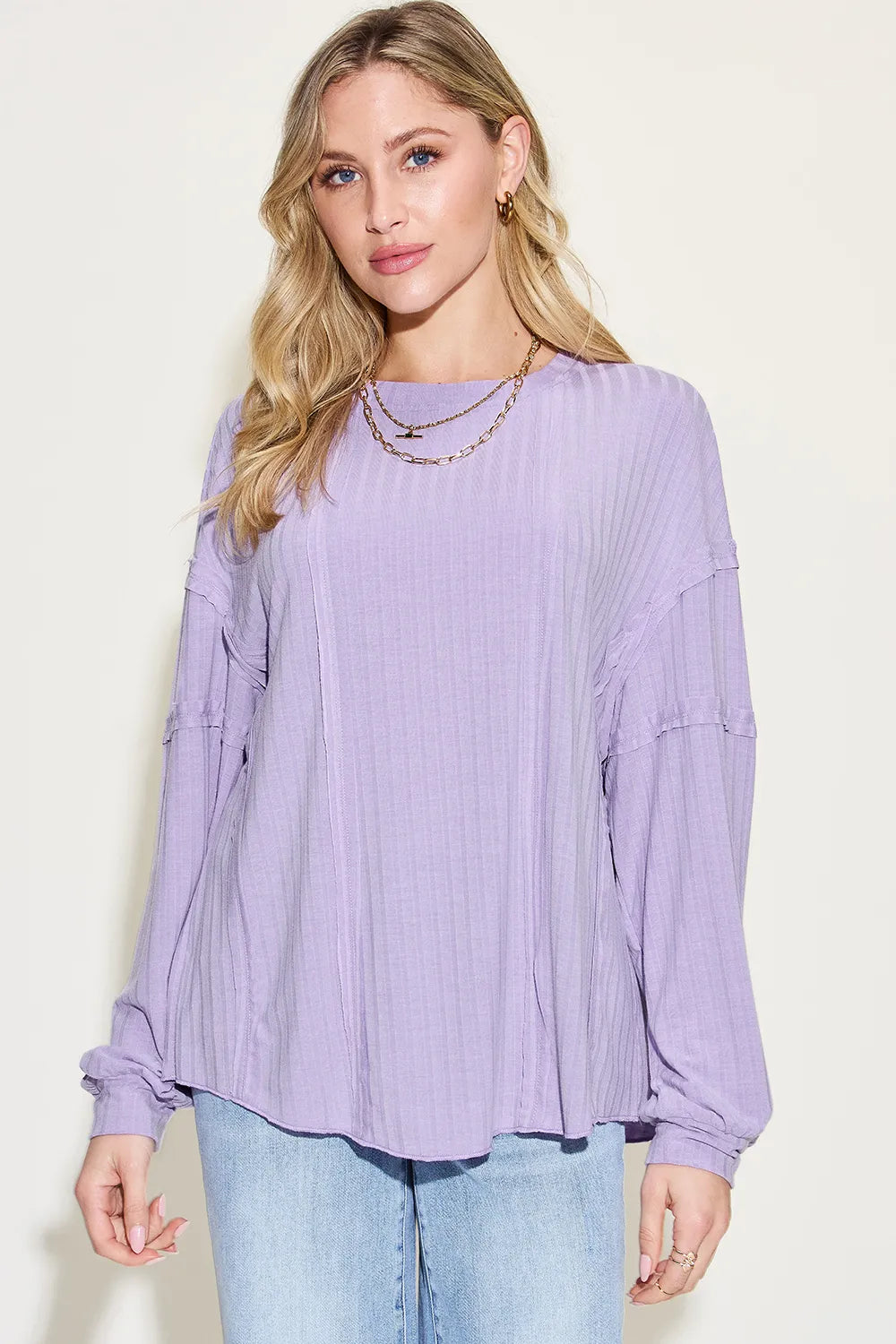 Basic Bae Full Size Ribbed Round Neck Long Sleeve T-Shirt - cas7m