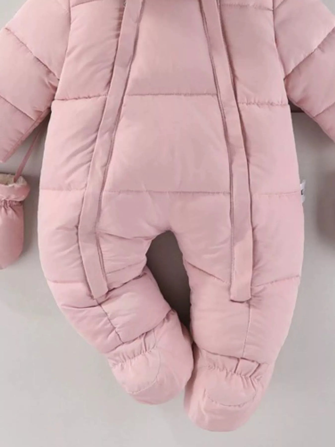 Children's Warm Padded One-Piece Snowsuit with Fur Hood - cas7m