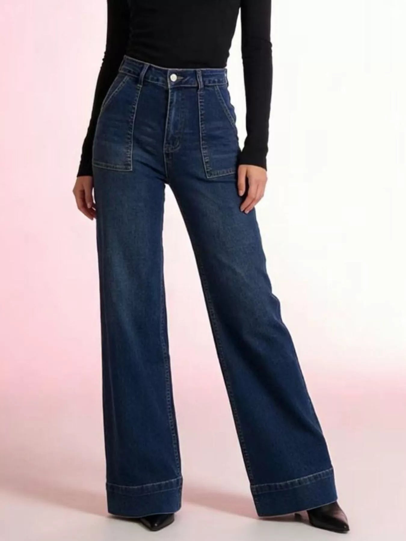 High-Waisted Flare Leg Jeans - cas7m