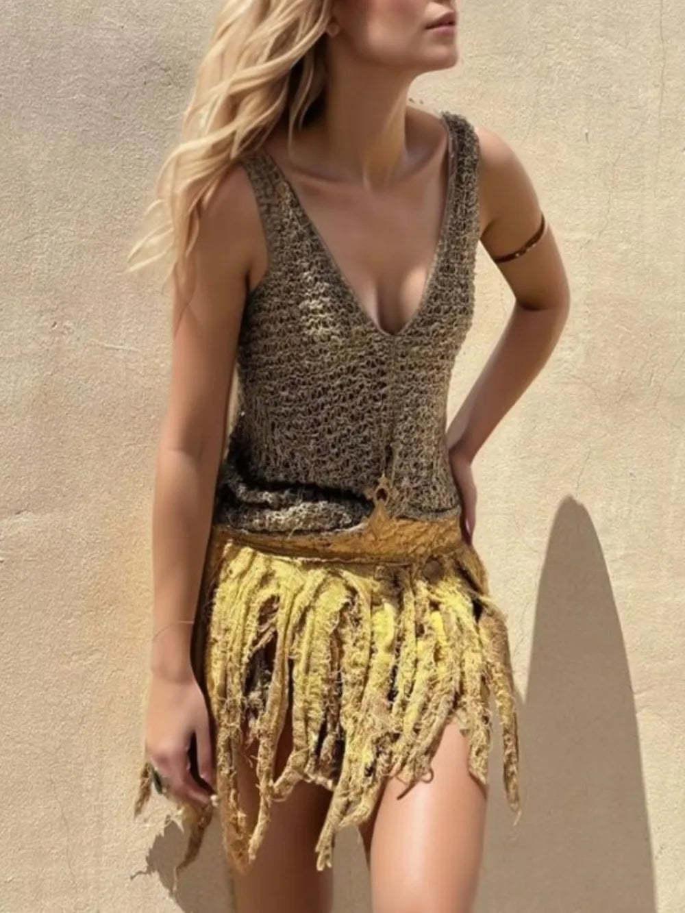 Crochet V-Neck Tank - cas7m