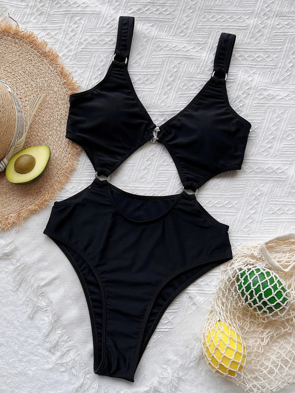 Cutout Plunge One-Piece Swimwear - cas7m