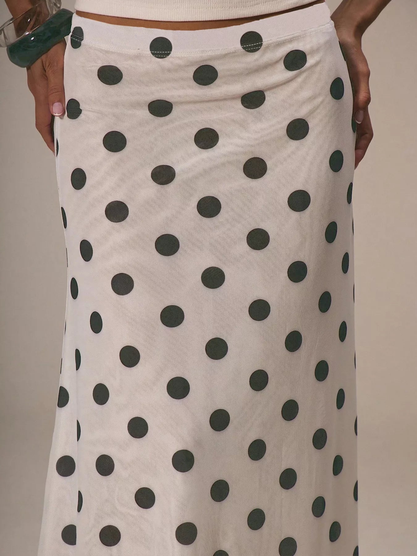 Polka Dot Midi Skirt - cas7m